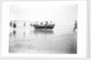 Five fishermen carrying a Sheringham crab boat up the beach, assisted by three boys, at Lowestoft by Smiths Suitall Ltd.