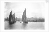 The sailing trawlers 'LT325', 'LT653' and 'LT37' leaving the outer harbour at Lowestoft, Suffolk, taken from the end of the breakwater by Smiths Suitall Ltd.