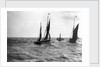 The dandy-rigged trawler 'Speranza' (1891) [LT431] under sail, with an unidentified trawler being towed by the paddle tug 'Imperial' (1879) at Lowestoft, Suffolk by Smiths Suitall Ltd.