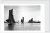 The trawler 'Roma' (1906) [LT410] with an unidentified trawler sailing out of the outer harbour at Lowestoft, Suffolk by Smiths Suitall Ltd.