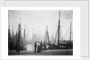 Trawlers berthed in the outer harbour with the morning mist rising at Lowestoft, Suffolk by Smiths Suitall Ltd.