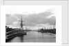 A view of the inner harbour at sunset from the harbour entrance west of the road bridge at Lowestoft, Suffolk by Smiths Suitall Ltd.