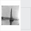 A view across the New Cut at Ipswich with an unidentified spritsail barge under sail leaving by Smiths Suitall Ltd.