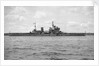 HMS 'King George V' (Br, 1939), anchored at Falmouth with awning rigged aft by Unknown