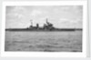 HMS 'King George V' (Br, 1939), anchored at Falmouth with awning rigged aft by Unknown
