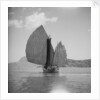 A starboard bow view of a fishing junk drifting in Tolo Harbour, Hong Kong by David Watkin Waters