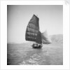 A bow view of a cargo sampan under sail in Tolo Harbour, Hong Kong by David Watkin Waters