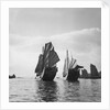 Two Yeungkong fisher type junks under sail at Aberdeen, Hong Kong by David Watkin Waters