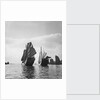Two Yeungkong fisher type junks under sail at Aberdeen, Hong Kong by David Watkin Waters