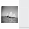 A starboard side view of a Hong Kong fisher d.w. type junk under sail at Hong Kong by David Watkin Waters
