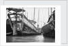 A starboard quarter view of an Hangchow Bay trader type junk moored with other junks at Shanghai by David Watkin Waters