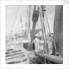 On board an Indian kotia type dhow anchored at Colombo, Ceylon by David Watkin Waters