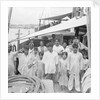 The captain and crew on board the Indian kotia type dhow Karimi (fl.1938) anchored at Colombo, Ceylon by David Watkin Waters