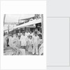 The captain and crew on board the Indian kotia type dhow Karimi (fl.1938) anchored at Colombo, Ceylon by David Watkin Waters