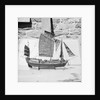 A starboard broadside view of as model of the Antung trader type junk 1938 on a display stand at Liu Kung Tao near Weihaiwei by David Watkin Waters