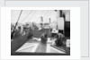 Lascars ' Asian seamen ' painting a Union flag on the deck of the P&O liner 'Chitral' by unknown