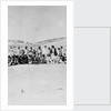 The Senior Naval Officer, Persian Gulf standing between the Sheikh of Dubai and the Sheikh of Henjam with their entourages. by unknown