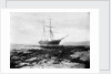 A starboard bow view of the brigantine Henry Harvey (1857) aground by Gibson & Sons of Scilly