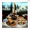Dinner table spread aboard Union-Castle liner 'Transvaal Castle' by Marine Photo Service
