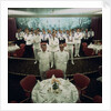 The restaurant staff on the Union-Castle cruise ship 'Windsor Castle' gather for a group photograph by Marine Photo Service