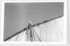 Kuwaiti sailors working the sail by Alan Villiers