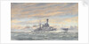 Unidentified battleship at sea by Alma Claude Burlton Cull