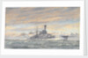 Unidentified battleship at sea by Alma Claude Burlton Cull