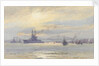 American battleship in the Firth of Forth by Alma Claude Burlton Cull