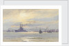 American battleship in the Firth of Forth by Alma Claude Burlton Cull