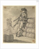 A Marine leaning on a pile of bales, with a seaman carrying kegs in the background by Gabriel Bray