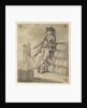 A Marine leaning on a pile of bales, with a seaman carrying kegs in the background by Gabriel Bray