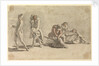 Woman asleep beside a wheelbarrow of fruit, which is being stolen by two small boys by Gabriel Bray