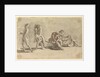 Woman asleep beside a wheelbarrow of fruit, which is being stolen by two small boys by Gabriel Bray