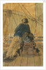 Seaman leaning on a gun on the 'Pallas' by Gabriel Bray