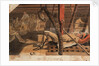 A Marine asleep beneath a companionway on the 'Pallas' by Gabriel Bray