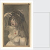 Half-length view of a girl in a white dress and black veil by Gabriel Bray