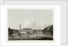 View of a town with cow being slaughtered in background by William Alexander