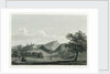 Country scene with mountain range and two figures by William Alexander