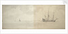 A Dutch man-of-war at anchor by Willem Van de Velde the Younger