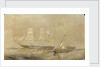 'Agamemnon' at sea, a cutter in the foreground by Oswald Walter Brierly