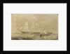 'Agamemnon' at sea, a cutter in the foreground by Oswald Walter Brierly