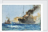 'Carmania' sinking 'Cap Trafalgar' off Trinidad, 14 September 1914 by Charles Dixon