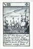 1588 Armada Playing Cards, VIII of Diamonds. 'The Ld, Hen: Seymor wth 40 English and Dutch ships keeping the Coast of the Netherlands to hinder ye Prince of Parma's coming forth' by unknown