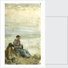 A Woman Seated in Sand Dunes Overlooking the Sea by William Lionel Wyllie