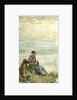 A Woman Seated in Sand Dunes Overlooking the Sea by William Lionel Wyllie