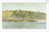 A village on the coast seen from the sea, Northern France by William Lionel Wyllie