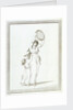 Lady Emma Hamilton and a child in a classical pose, holding a tambourine above her head by Frederick Rehberg