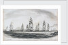 Destruction of American fleet by Sir G. Collier's squadron in Penobscot Bay, 14 August 1779 by Baily