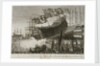 An exact Representation of Launching the Prince of Wales Man of War, before their Majesties, at Portsmouth' by Joshua Cristall