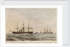 The 'Niagara', 'Valorous', 'Gordon' & 'Agamemnon' laying the cable at mid-ocean by Sarony
